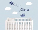 Airplane Customized Name Wall Decals Baby Nursery Name Wall Stickers
